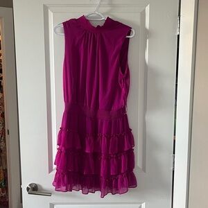 MSK I Holiday Party Ruffle Tierred Magenta Mock Dress Size L